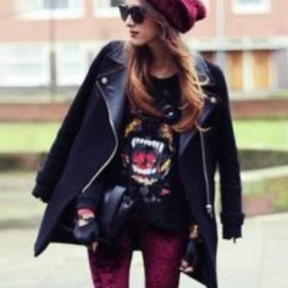 Jackets & Blazers - Modern Edgy Black Jacket with Leather Trim